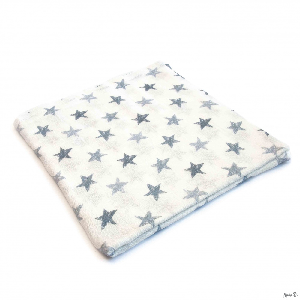 Муслиновая пеленка Карандашные звезды | Mam-si.ru - силиконовые бусы, грызунки, слингобусы
